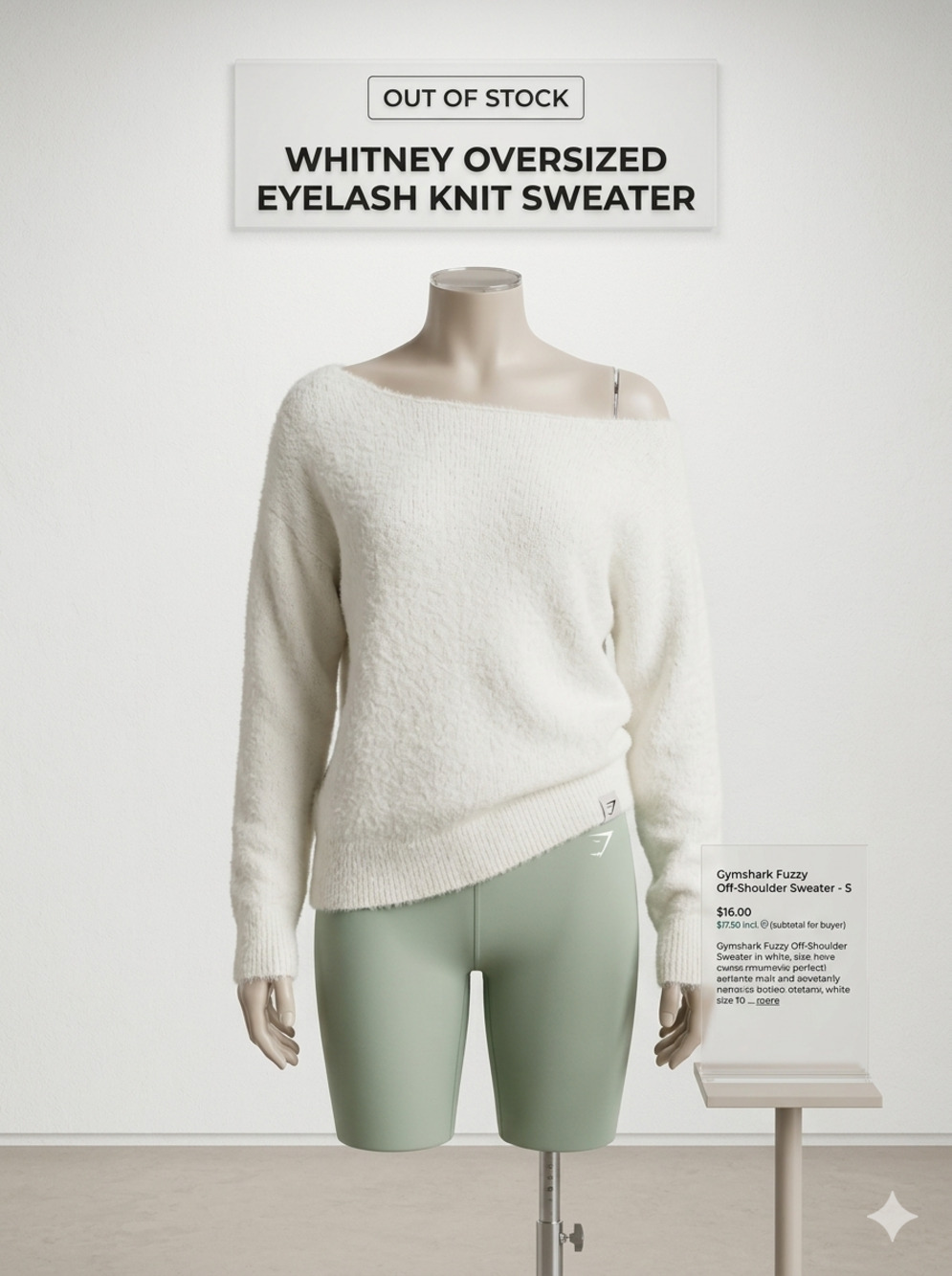 Gymshark Fuzzy Off-Shoulder Sweater - S